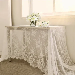 White Lace Vintage Embroidered Reception Table Cloth
