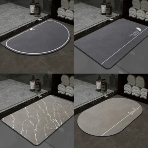 Diatomaceous Curved Absorbent Anti Slip Quick Dry Bathroom Rug